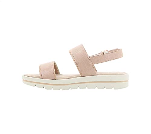 Sprox Open Toe Side Buckle Contrast Sole Flat Sandals for Women