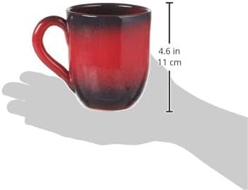 Ellie Home® Large Pottery Mug, Handcrafted Galactic Amphoras Glazed Ceramic Coffee Mug, 400 ml, Glossy Red