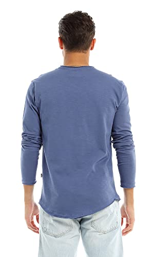 Ravin Men's Soft Plain Round Neck Long Sleeves Basic T-Shirt