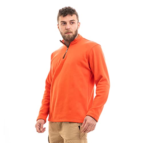 Andora Men's Upper Zipper Full Sleeves Plain Sweatshirt - Orange