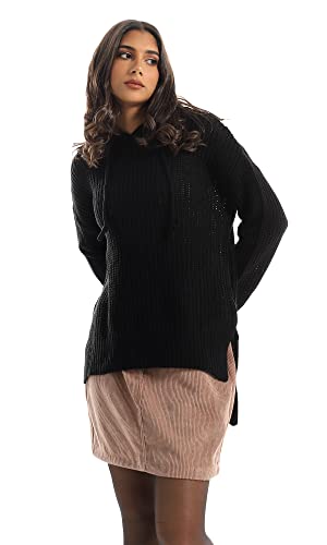 Ravin womens Ravin Women Cozy Knitted High Low Hoodie With Drawstring Pullover Sweater