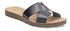 Dejavu Cut-Out Stripe Faux Leather Flat Slides for Women