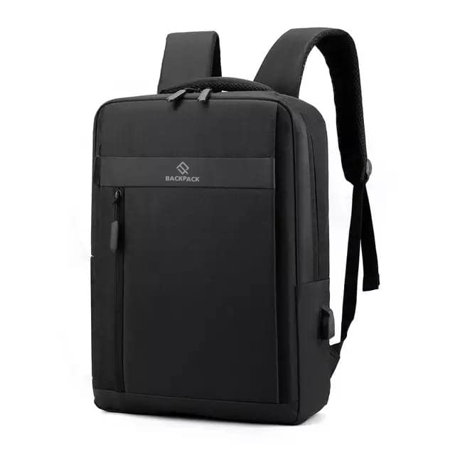 SportQ Fashion Laptop Backpack - Travel Anti-Theft Work Bag with USB Port, Waterproof, 15.6 Inch Laptop Compartment (One Size, Black)