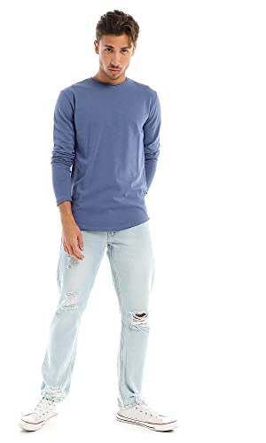 Ravin Men's Soft Plain Round Neck Long Sleeves Basic T-Shirt