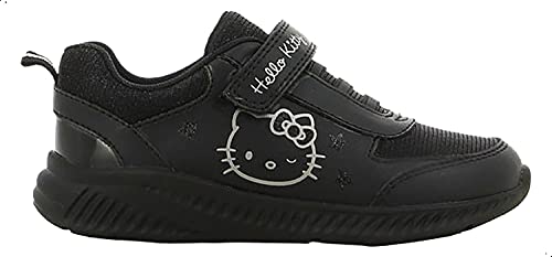 Leomil Girls' Hello Kitty Print School Shoes with Velcro Closure - Black