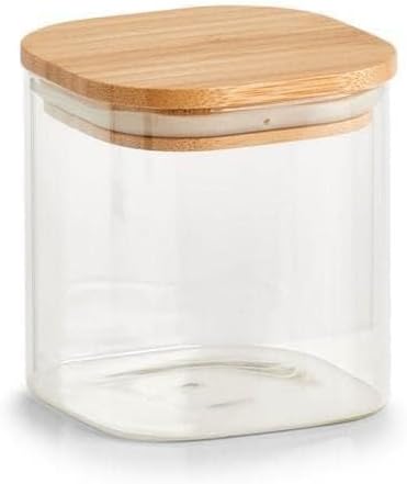 Airtight Rectangular Storage Jar with Bamboo Lid - 0.5L Food Storage Canister