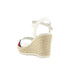 Sprox Striped Pearl Embellished Strap Side Buckle Wedges for Women