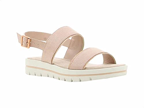 Sprox Open Toe Side Buckle Contrast Sole Flat Sandals for Women