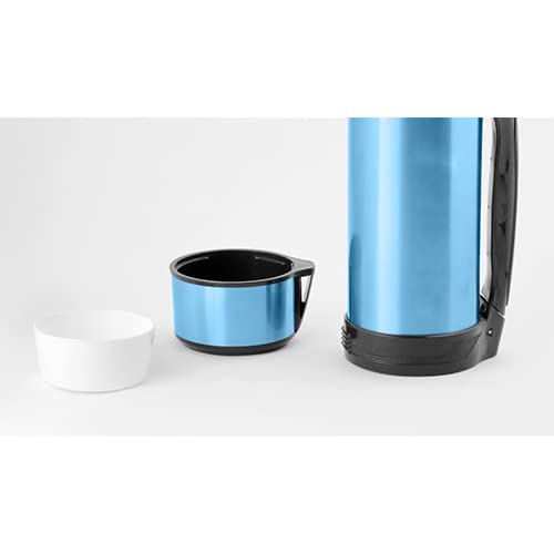 Lavita - Stainless Steel Thermos 1.00 Liter Mitac Blue with Handle and Deluxe Belt