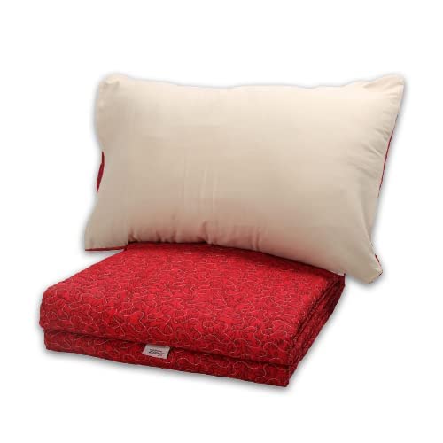 Snooze Captioned Coverlet Set with Red Leaf Design