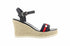 Sprox Striped Pearl Embellished Strap Side Buckle Wedges for Women