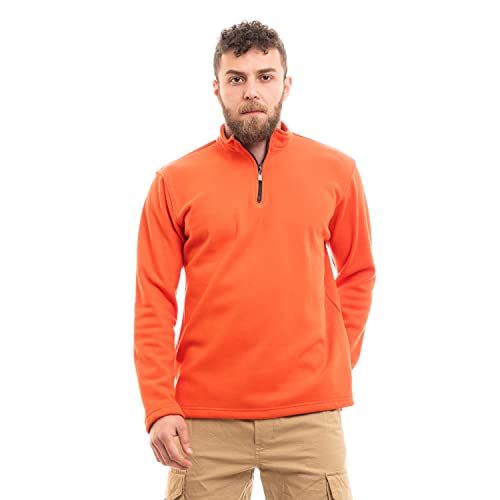 Andora Men's Upper Zipper Full Sleeves Plain Sweatshirt - Orange