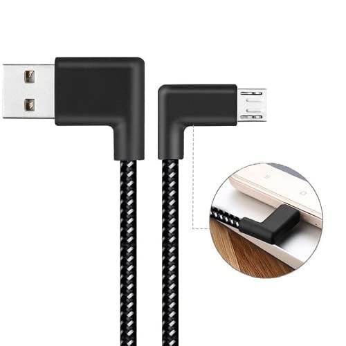 Keendex KX1795 USB 2.0 Male to Micro 5 Pin 90-Degree Male Charging Cable - 1 Meter - Black and White