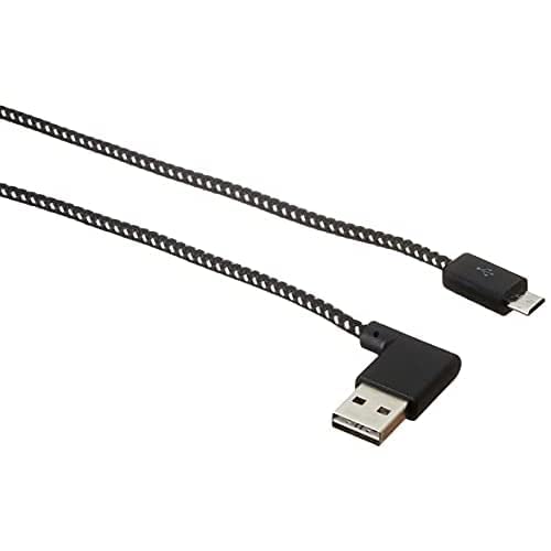 Keendex KX1795 USB 2.0 Male to Micro 5 Pin 90-Degree Male Charging Cable - 1 Meter - Black and White