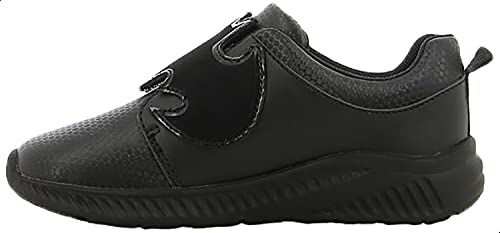 Leomil Boys' Leather School Shoes with Batman Print, Stitched Details, Velcro Closure, and Pull Tab