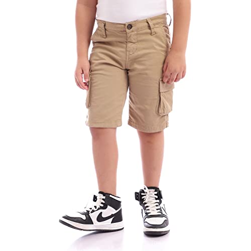 Andora Boys' Casual Khaki Gabardine Shorts with Side Pockets