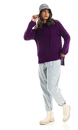 Ravin womens Ravin Women Cozy Knitted High Low Hoodie With Drawstring Pullover Sweater