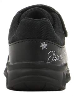 Leomil School Shoes for Girls with Elsa Print, Front Elastic Lace Detail, and Velcro Closure