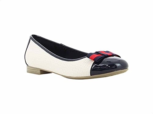 Sprox Two-Tone Front Bow Flat Shoes for Women - Black and White