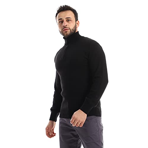 Andora Men's Long Sleeve Knitted Pullover Sweater with Zipper Closure