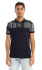 Ravin 97721 Men's Navy Blue Polo Shirt with Paisley Pattern, Size L