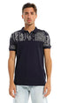 Ravin 97721 Men's Navy Blue Polo Shirt with Paisley Pattern, Size L