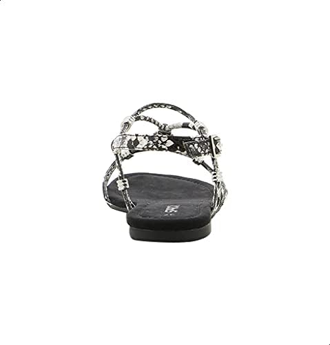 Sprox Patterned Strappy Flat Sandals with Side Buckle for Women