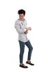 White Rabbit Men's Casual Checkered Long Sleeve Shirt