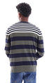 Ravin 96280 Striped Long Sleeves Pullover - Olive, White & Navy Blue, Multicolor, XL