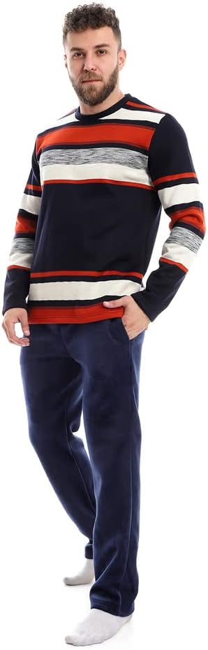 Kady Men's Training Set with Pants and Long Sleeves - Navy, Brick, Off-White, Size XL