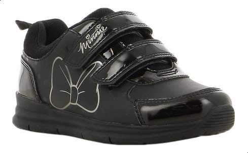 Leomil Girls Leather School Shoes with Minnie Mouse Print and Velcro Closure - Black - 31 EU