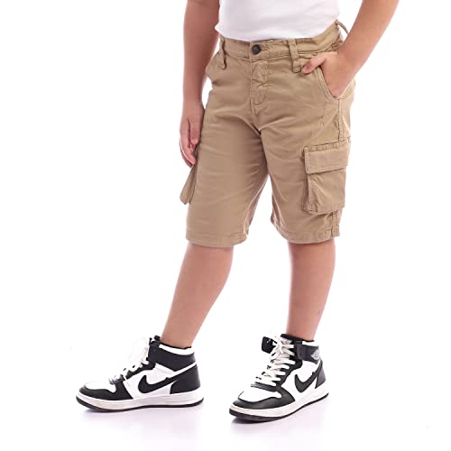 Andora Boys' Casual Khaki Gabardine Shorts with Side Pockets