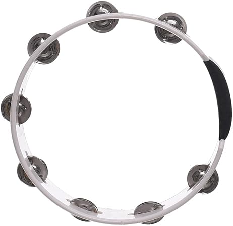 Dadi MT12A Colorful Plastic Tambourine with Metal Jingles - White & Black