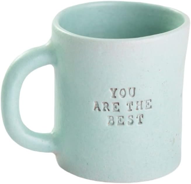 Ellie Home® Coffee Mug for Gifts – Handmade Ceramic Cup with Handle, "You're the Best" Message Mug, 350 ml, Glossy Finish, Turquoise