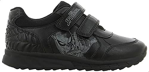 Leomil Boys Spiderman Print School Shoes with Velcro Closure - Black - 30 EU