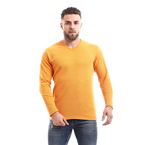 Off Cliff Men's Plain V-neck Long Sleeves Casual T-shirt