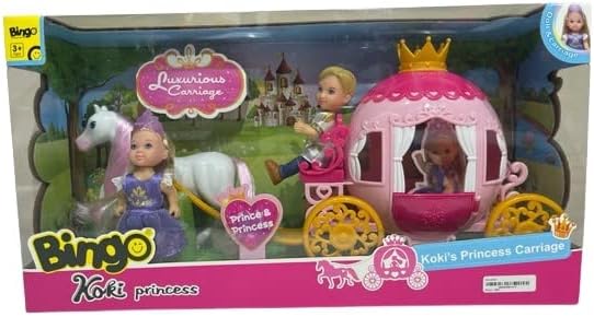 Bingo Koki Princess Doll with Carriage, 3 Pieces - Multi Color