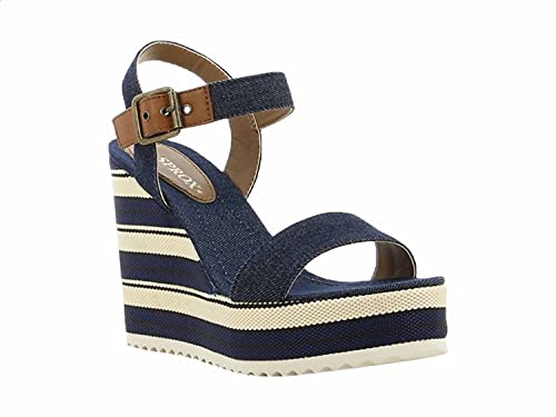 Sprox Striped Sole Side Buckle Wedges for Women