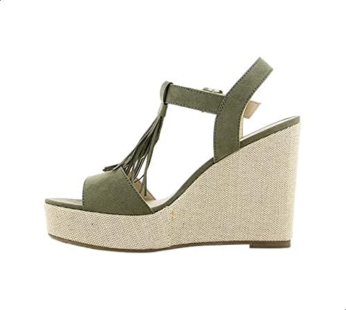 Sprox Front Tassel Open Toe Wedges for Women