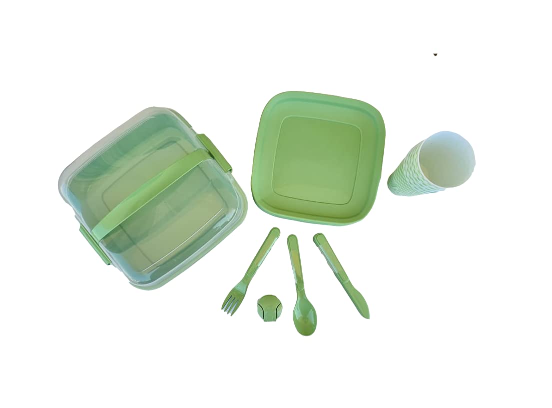 Titiz Traveling Tableware Set, 32 Pieces - Green, Made in Turkey