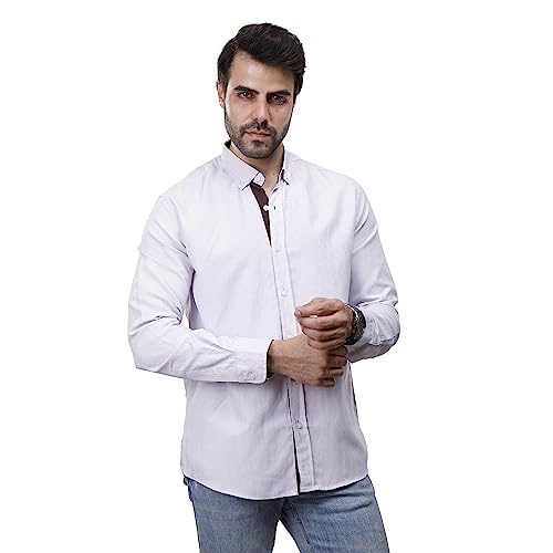 Coup Regular Fit Striped Shirt for Men, Light Purple, Size 3XL