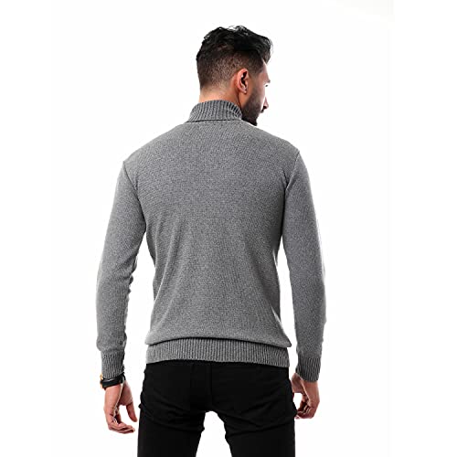 Andora Men's Knitted Ribbed High Neck Pullover Sweater