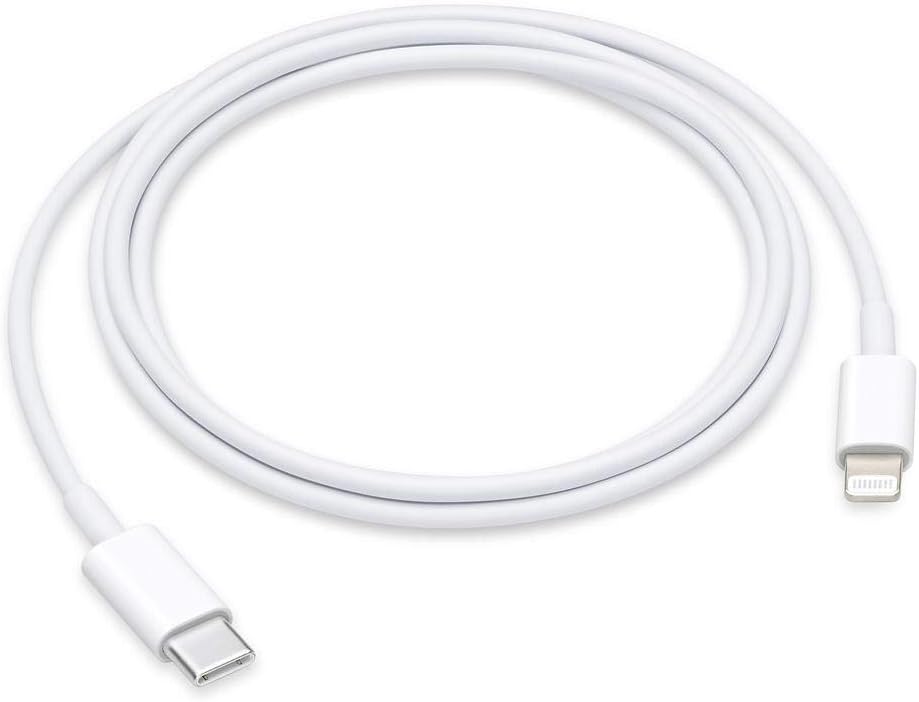 Apple 18W USB-C Power Adapter (5V-3A or 9V-2A) with Cable – Type-C to iPhone, Unboxed - White