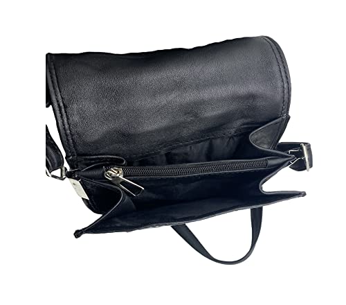 Squadra-SQBG09 - Genuine Leather Small Cross Bag for Unisex - Black