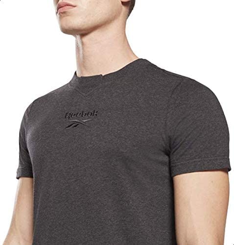 Reebok Men's TE Melange Cotton Slim-Fit T-Shirt with Front Stitched Logo