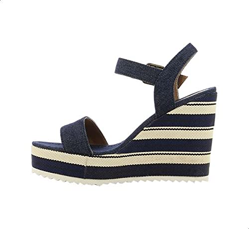 Sprox Striped Sole Side Buckle Wedges for Women