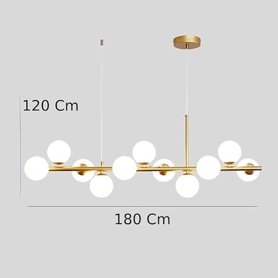 Joky Lights Steel Ceiling Chandelier with 11 Glass Ball Lights - Bright Gold