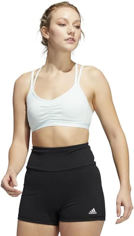 Adidas YO ESS LS BRA HE0125 - Women's Light Support Training Sports Bra (Ice Mint)