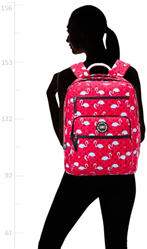 Cubs Polyester Swan Pattern Zip-Around Front-Pocket Unisex School Backpack with Adjustable Shoulder Strap - Red