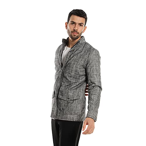 Andora Men's Zipper Through Neck Linen Jacket